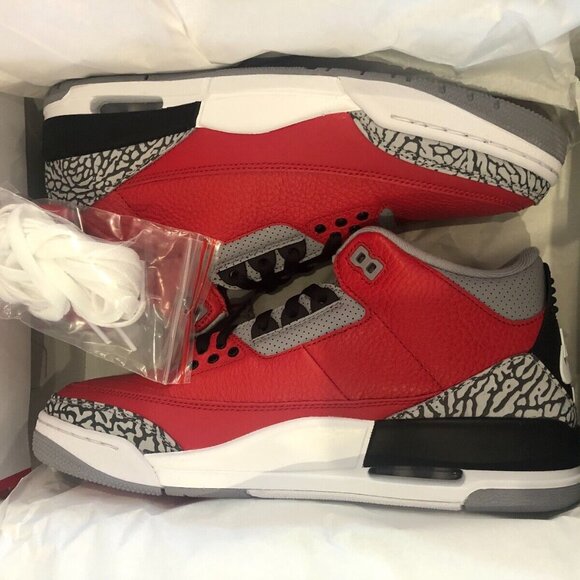 NIKE AIR JORDAN 3 RETRO SE RED CEMENT MENS BNIB DEADSTOCK - Picture 4 of 7